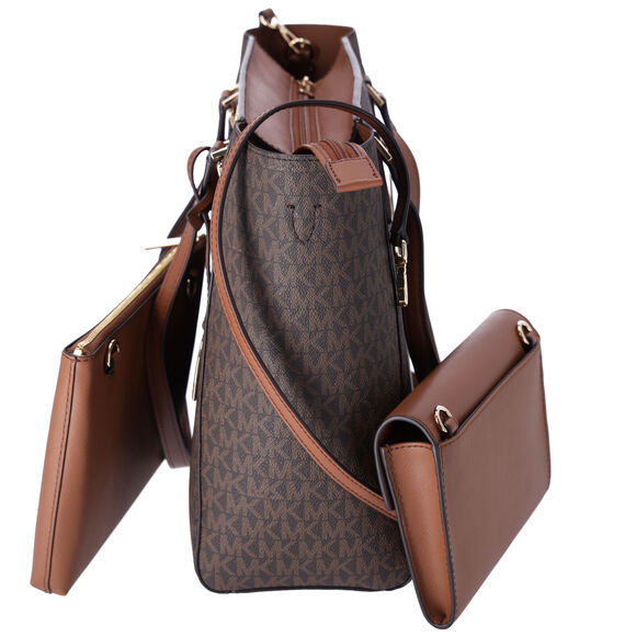 Michael Kors Charlotte Large 3-in-1 Tote Crossbody Clutch Handbag Brown MK - Picture 4 of 6